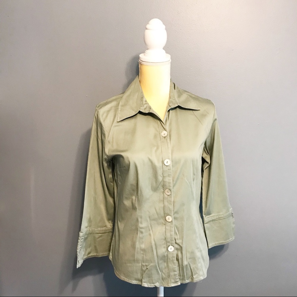 3/$25 Dress barn olive green button up front